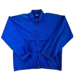 Vtg Polo Ralph Lauren Coat Casual Jacket Men XL Vented Cotton Blue Logo Preppy